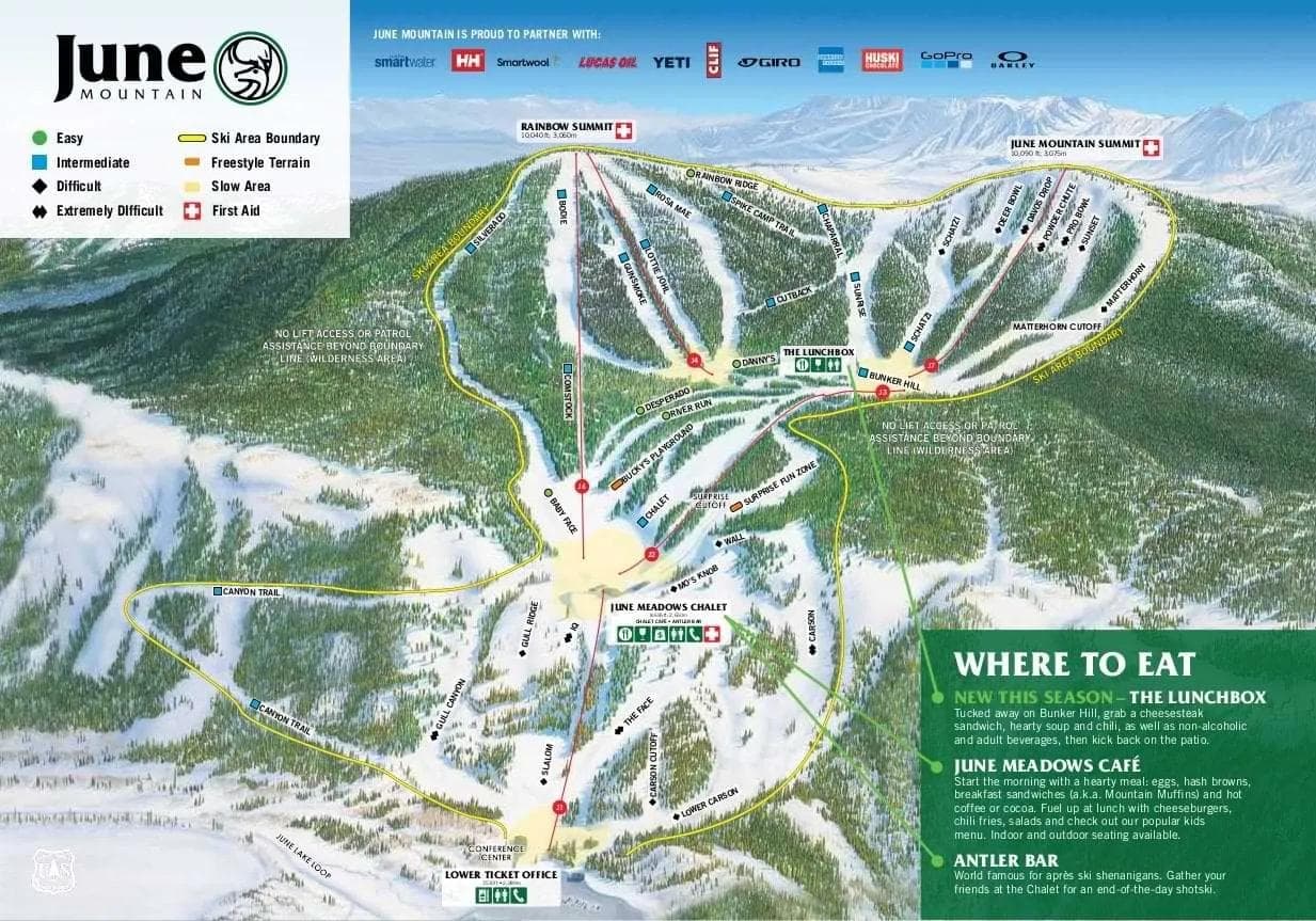 June Mountain complete trail map showing all ski runs and lifts