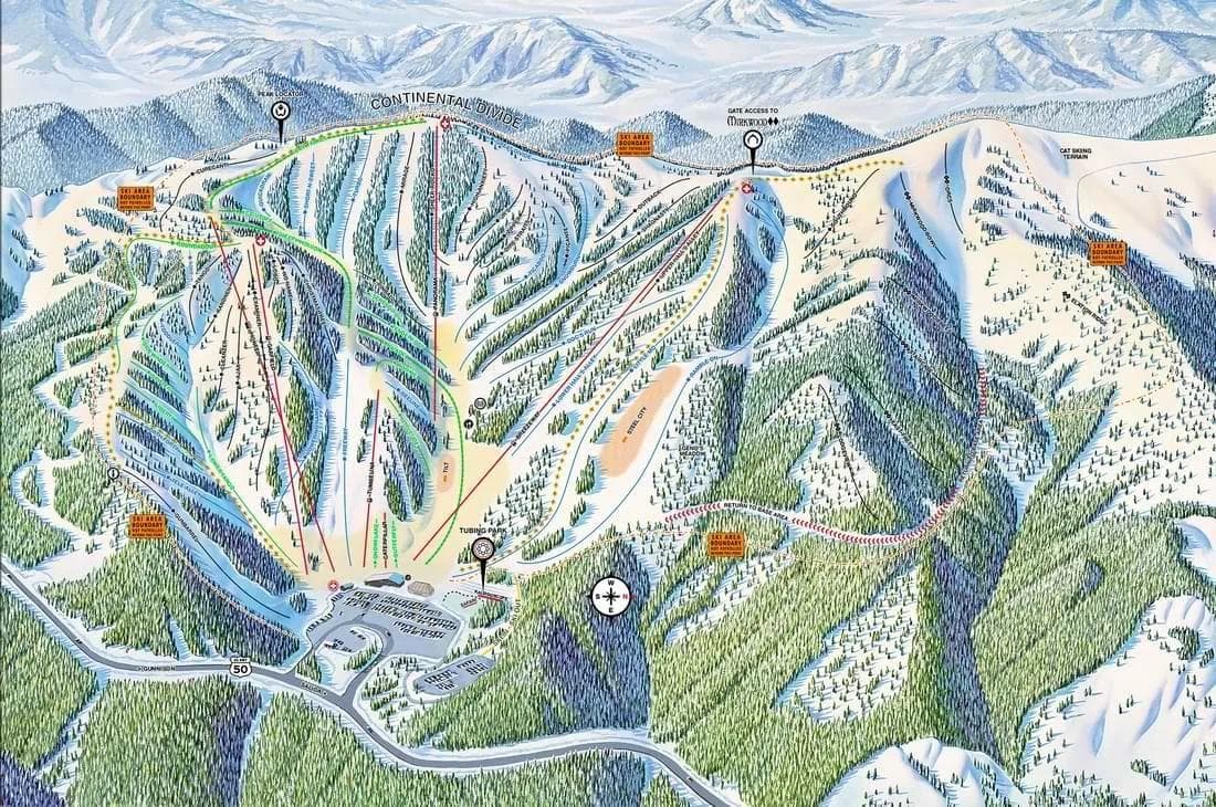 Monarch Mountain complete trail map showing all ski runs and lifts