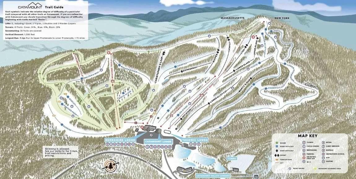 Catamount complete trail map showing all ski runs and lifts