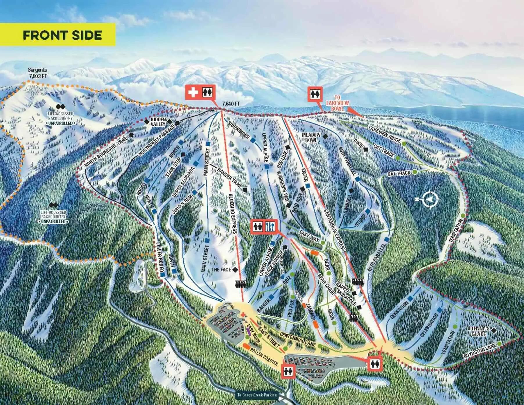 Brundage Mountain complete trail map showing all ski runs and lifts