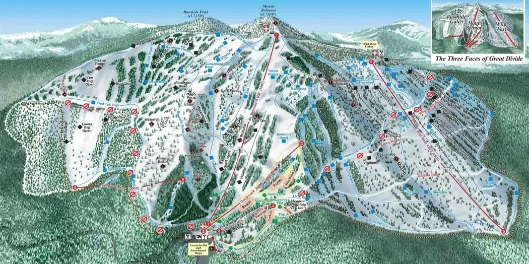 Great Divide complete trail map showing all ski runs and lifts