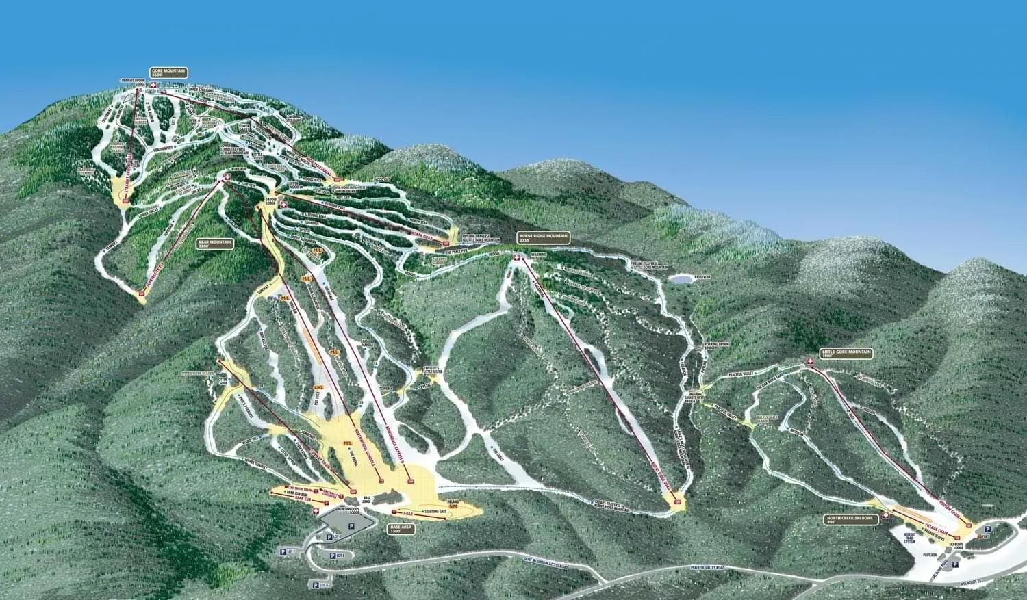 Gore Mountain complete trail map showing all ski runs and lifts