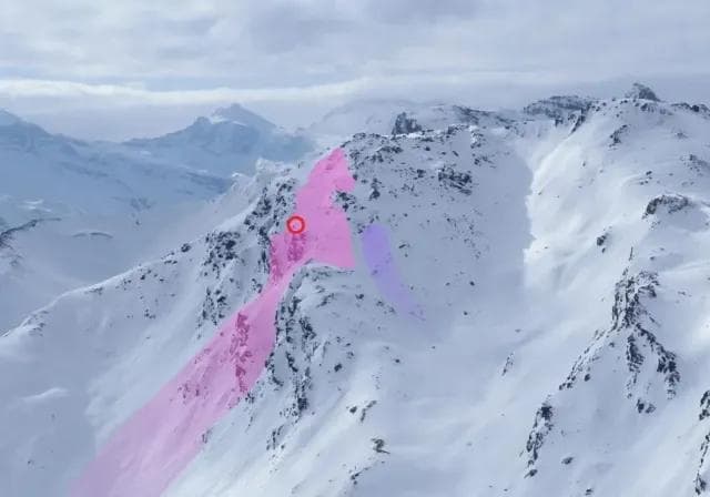 View of the avalanche path on Tamlspitze