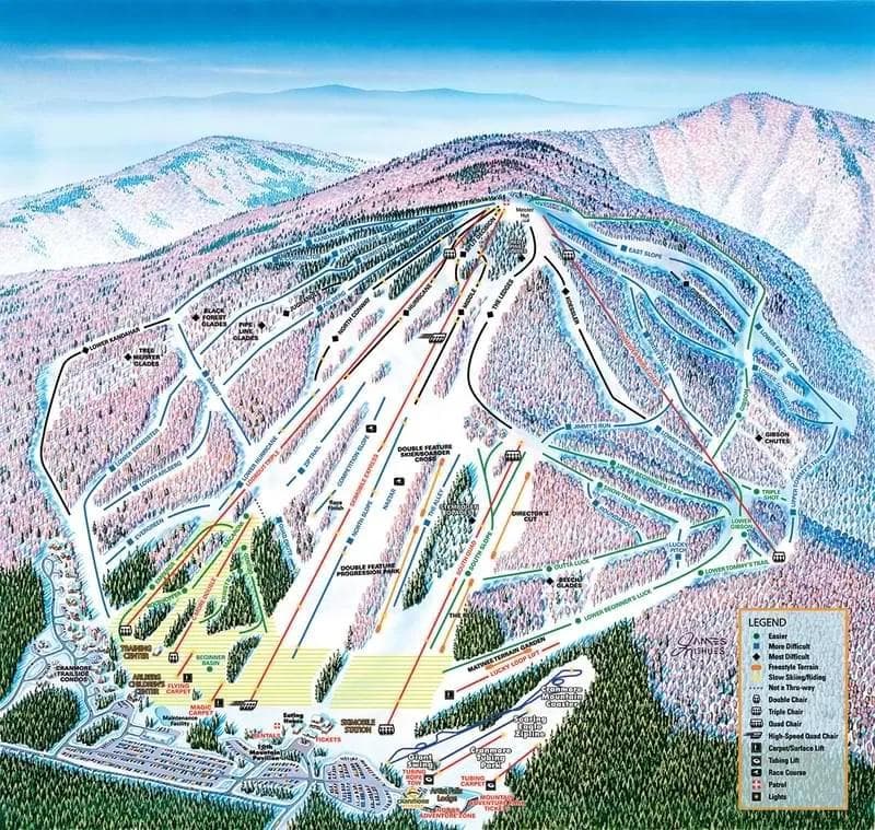 Cranmore Mountain complete trail map showing all ski runs and lifts