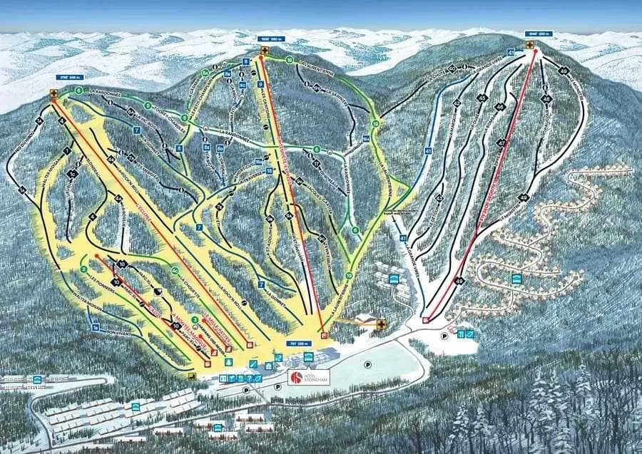 Stoneham complete trail map showing all ski runs and lifts