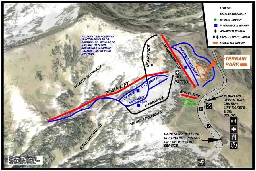 Hurricane Ridge complete trail map showing all ski runs and lifts