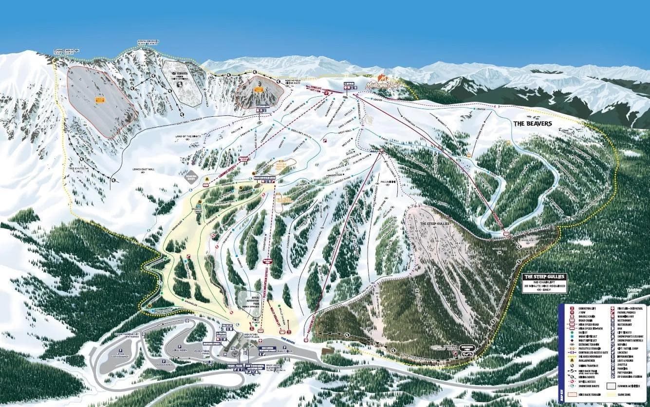 Arapahoe Basin complete trail map showing all ski runs and lifts