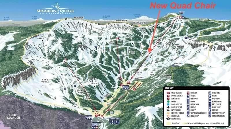 Mission Ridge complete trail map showing all ski runs and lifts