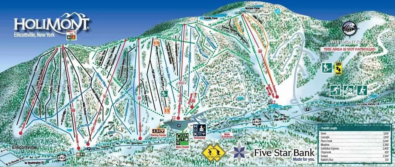 Holimont complete trail map showing all ski runs and lifts