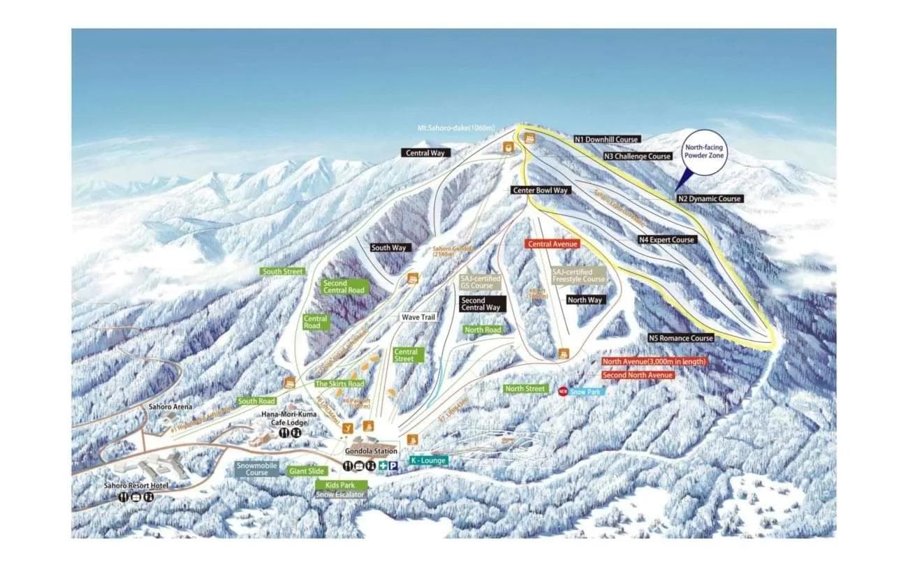 Sahoro complete trail map showing all ski runs and lifts