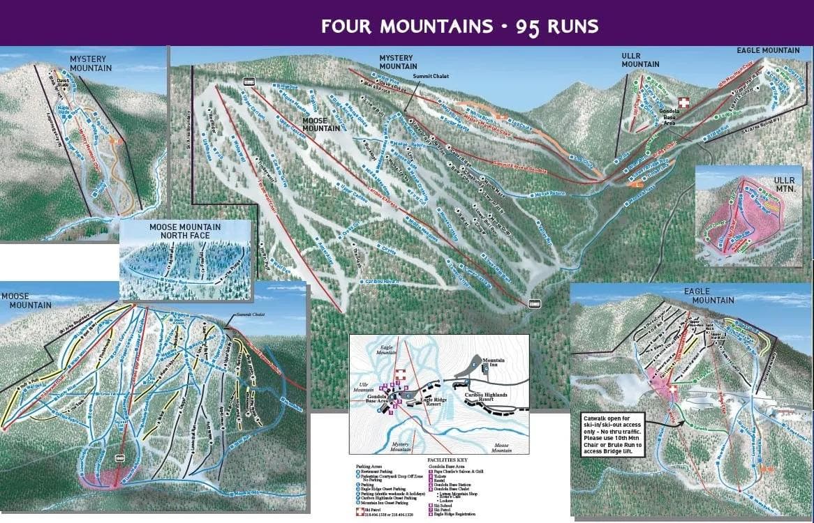Lutsen Mountain complete trail map showing all ski runs and lifts