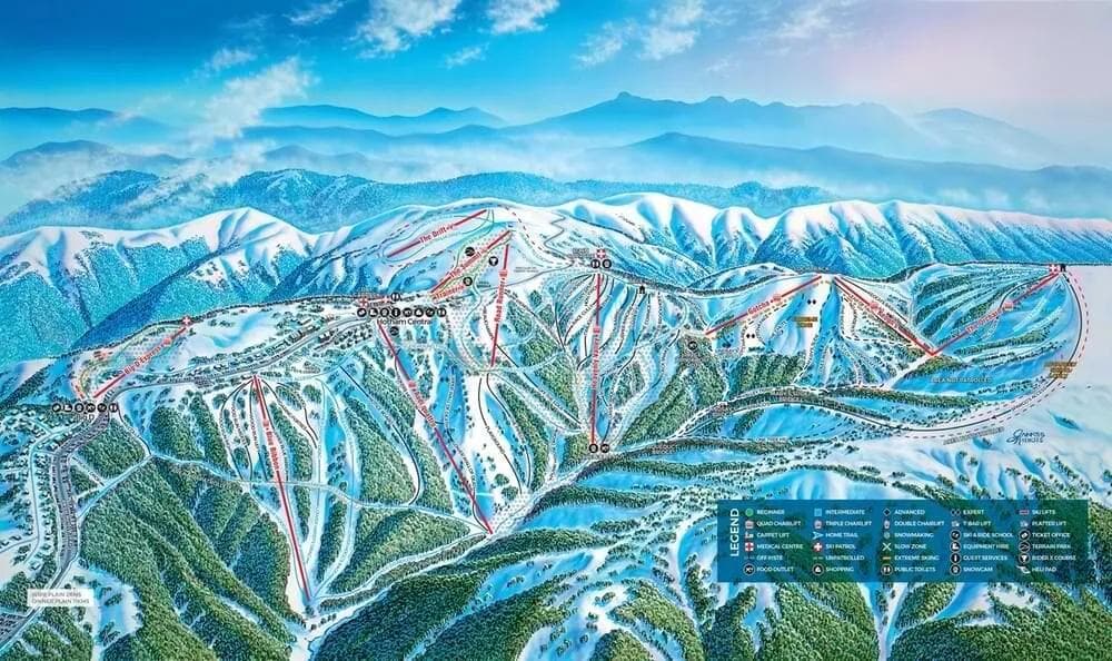 Hotham complete trail map showing all ski runs and lifts